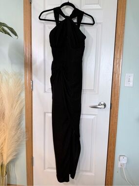 Vixen by Micheline Pitt Black Halter Twist Maxi Dress